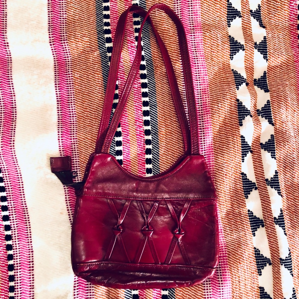 Hot red leather purse